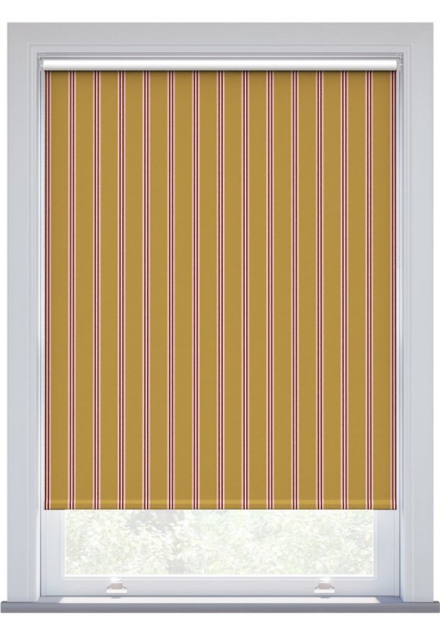 JL x Sanderson Arbre Stripe, Ochre Raspberry Blackout Roller Blind