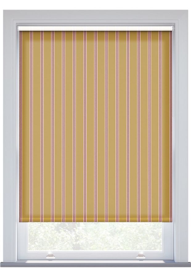 JL x Sanderson Arbre Stripe, Ochre Raspberry Roller Blind
