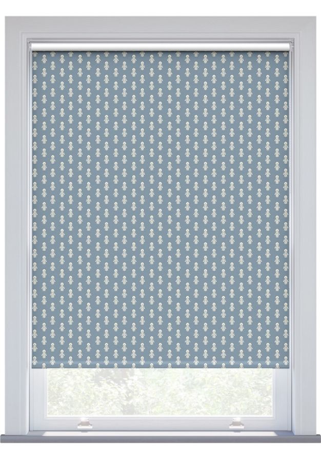 JL x Sanderson Dabu Blackout, Menai Blue Roller Blind
